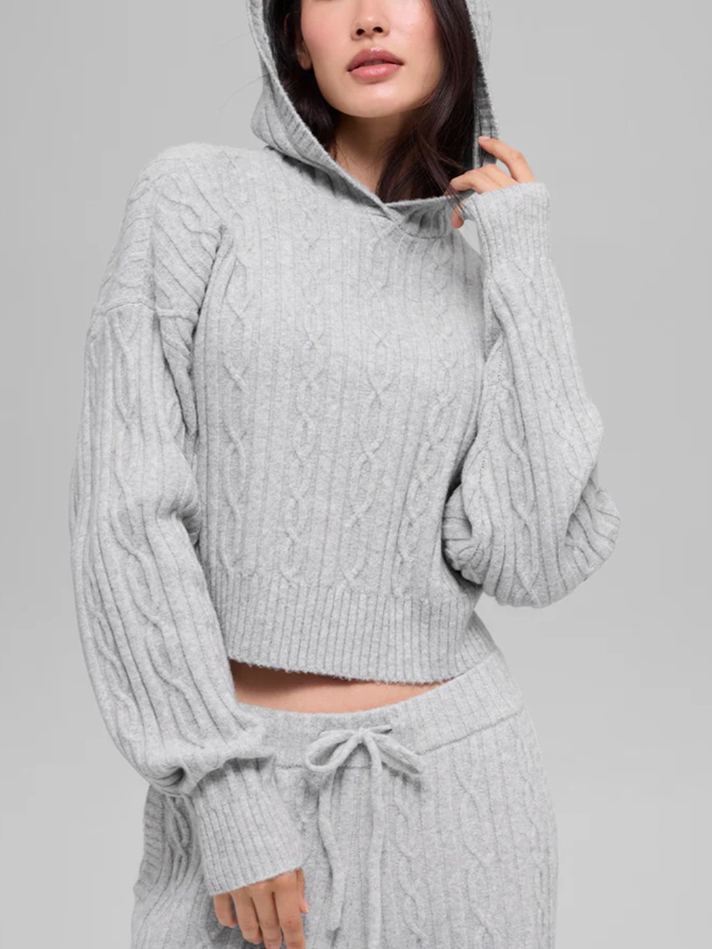 ALO Yoga Cable knit Winter Bliss hoodie & Bliss Pant Matching Set - Picture 2 of 16